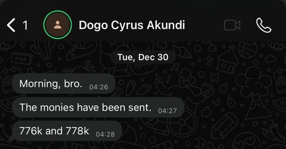 Student testimonial screenshot: Cyrus's student receiving β¦1.5m in scriptwriting income